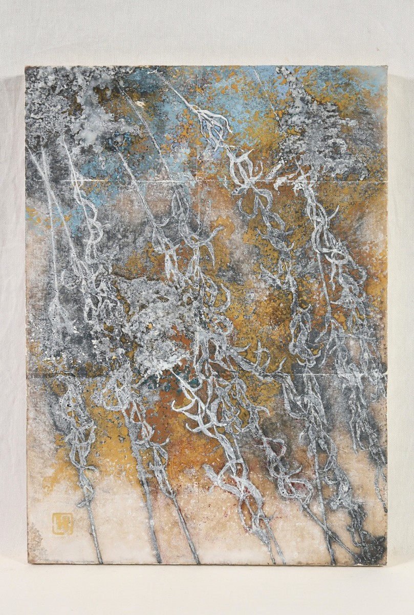 真作 新家陽子 2011年日本画「冬姿」画寸 24cm×33cm 4号 愛知県出身 美術教室主宰 独特の世界観で描く見事な作品 7714_画像2