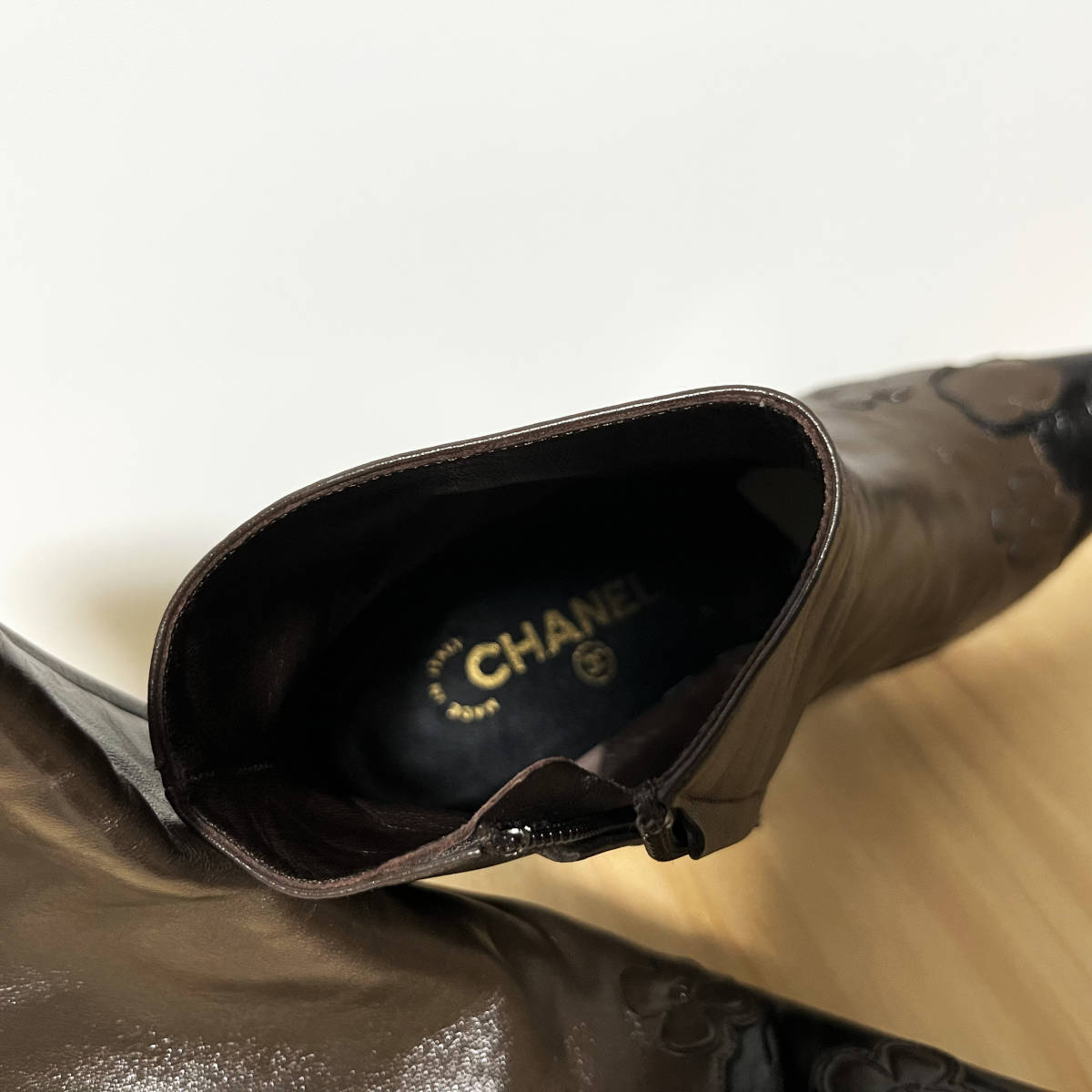 【サイズ：37.5】CHANEL BOOTS-BOTTES シャネル ショートブーツ マロン ブラウン 24.0cm 24.5cm ブーティ_画像9