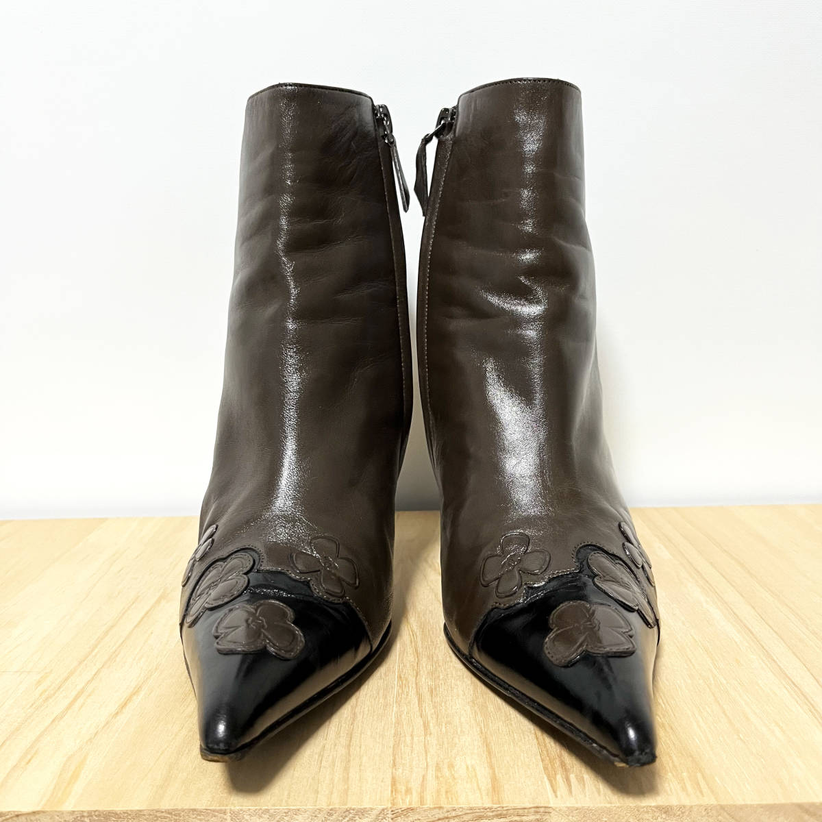 【サイズ：37.5】CHANEL BOOTS-BOTTES シャネル ショートブーツ マロン ブラウン 24.0cm 24.5cm ブーティ_画像5