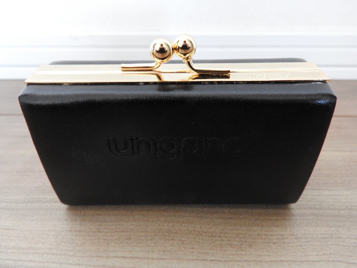 ** free shipping / unused Ungaro ungaro bulrush . cow leather coin case change purse . purse black black box attaching **