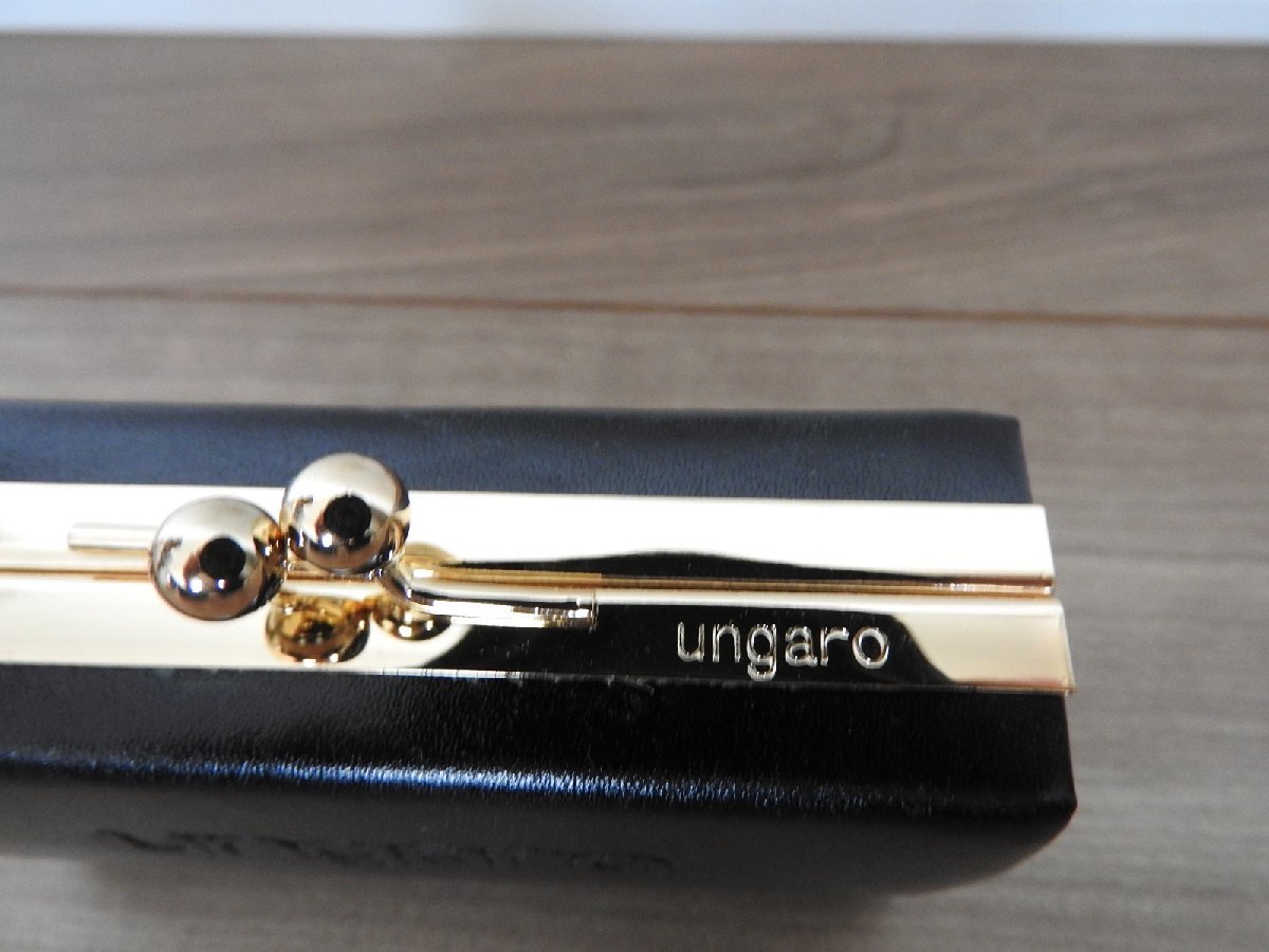 ** free shipping / unused Ungaro ungaro bulrush . cow leather coin case change purse . purse black black box attaching **