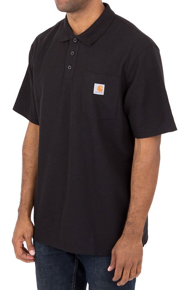 Carhartt (カーハート) US ポロシャツ 半袖 (K570) Contractor's Work Pocket Polo Black ブラック (S)_画像2