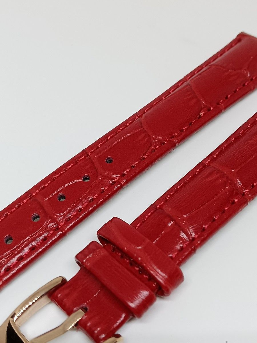 △ 新品 腕時計ベルト 12mm GENUINE LEATHER レッド