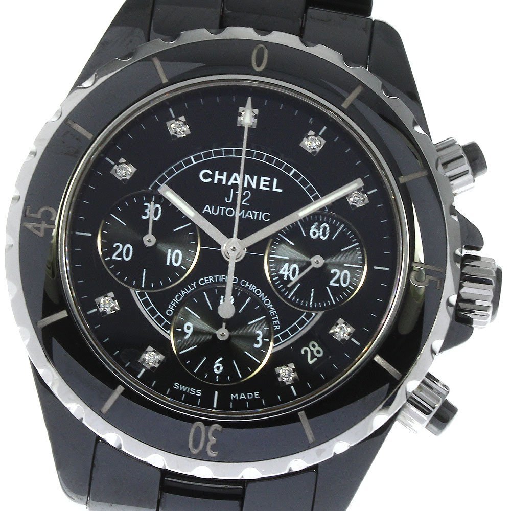 シャネル CHANEL H2419 J12 黒セラミック 9Pダイヤ 自動巻き メンズ _760369