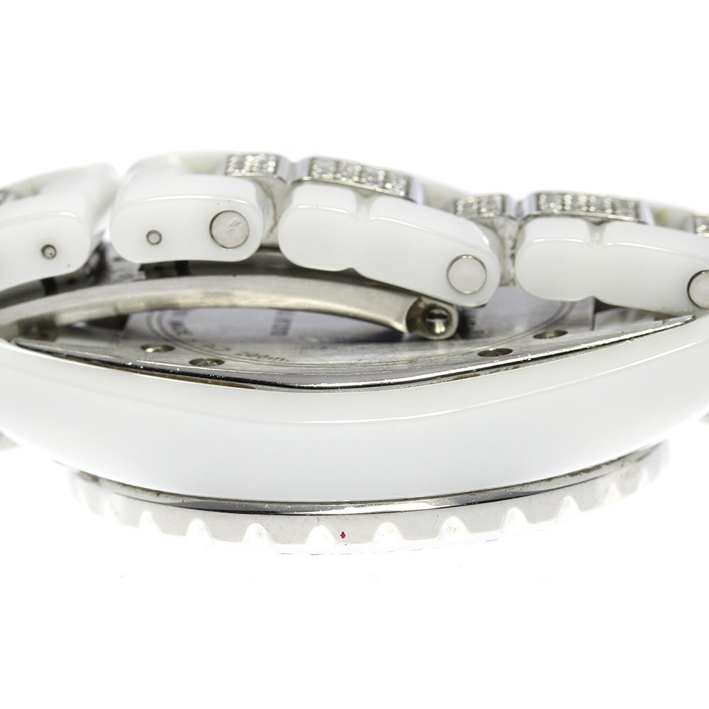  Chanel CHANEL H1420 J12 white ceramic diamond bezel bracele diamond quartz lady's _761304