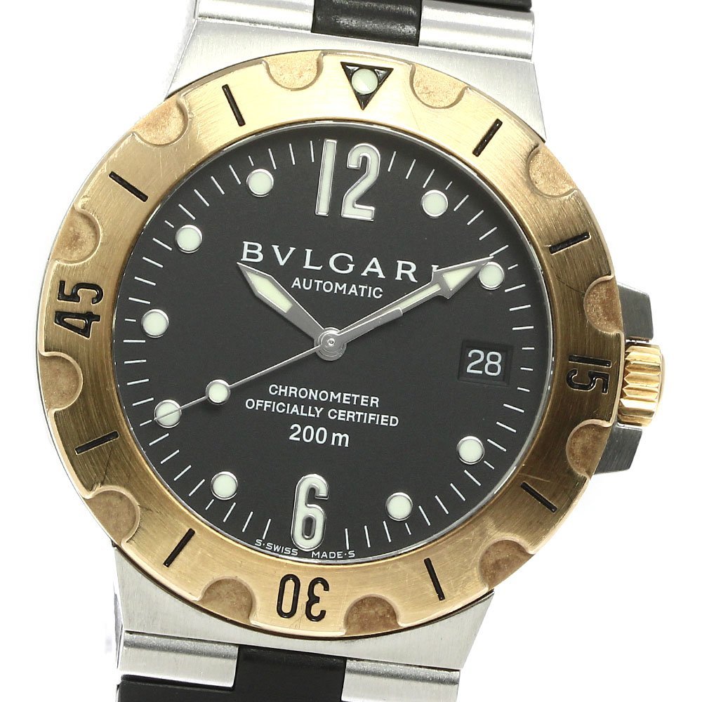 ベルト訳あり ブルガリ BVLGARI SD38SG ディアゴノ スクーバ YGベゼル デイト 自動巻き メンズ 箱・保証書付き_759477