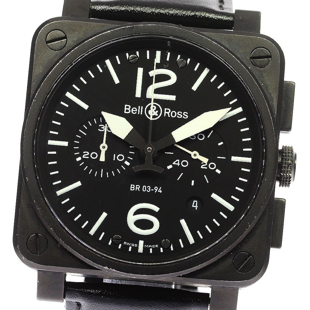  bell & Roth Bell&Ross BR03-94 worn te-ji chronograph Date self-winding watch men's written guarantee attaching ._756072