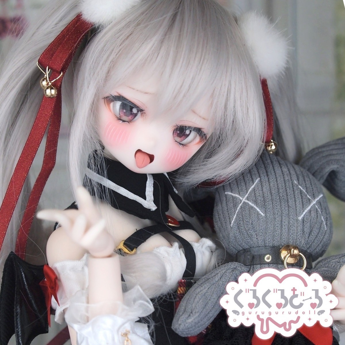 【ぐるぐる】DDH-27 SW肌 ドルフィードリーム MDD Dollfie Dream カスタムヘッド + 碁石アイ2種 + 舌パーツ パテ盛り ※難あり_画像1