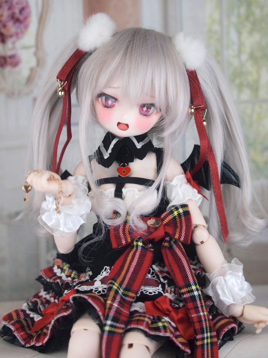 【ぐるぐる】DDH-27 SW肌 ドルフィードリーム MDD Dollfie Dream カスタムヘッド + 碁石アイ2種 + 舌パーツ パテ盛り ※難あり_画像8