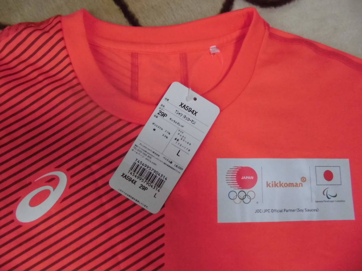 # Asics производства JOC легализация Olympic spo nsa- с логотипом отвечающий . футболка Sunrise красный размер L с биркой новый товар не использовался 