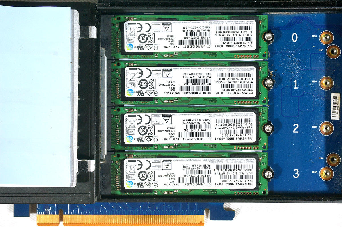 HP Z Turbo Drive Quad Pro NVMe SSD 512GB x4台 計2TB 搭載済 Z440 Z640 で動作確認済 MLC PCI-e_画像8
