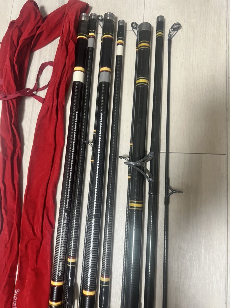 1円〜OLYMPIC SPIRAL SS CASTING 30-400 並継 投げ竿 2本セット/ extra pro skyes 390s 並継 投げ竿 1本セット/ 竿掛け/ PEライン等　_画像5