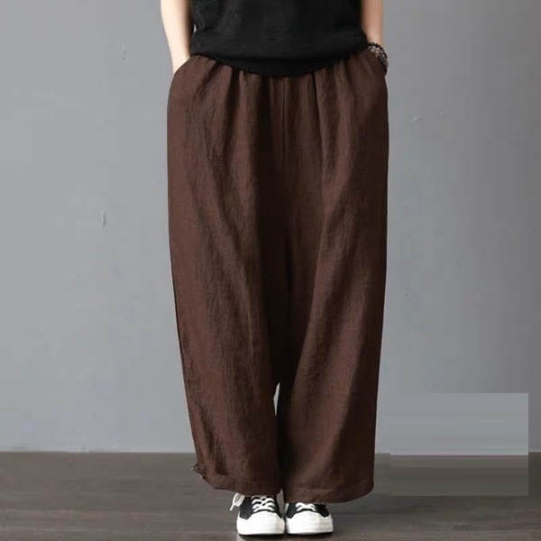  fine quality size is possible to choose autumn new work casual great popularity easy plain cotton flax linen waist rubber wide pants .