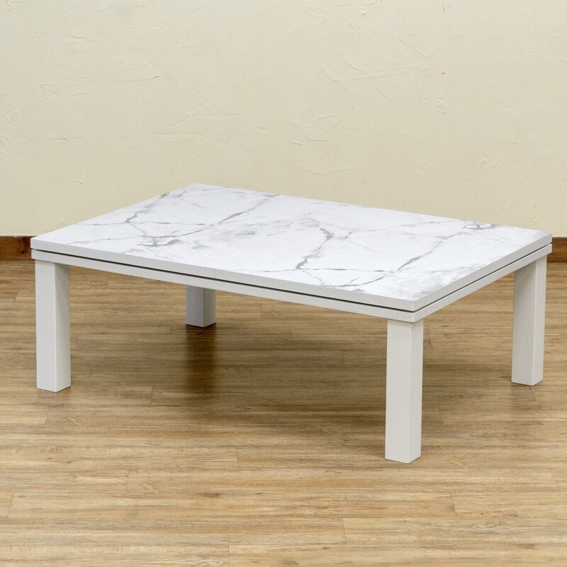センターテーブル 幅105cm こたつ ローテーブル コタツ 105×75 大理石調 オールシーズン 長方形 リビング テーブル マーブルホワイト