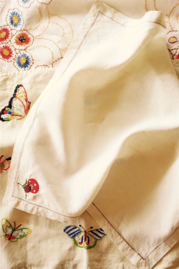  Франция античный linen утверждение делать . грибы .. рассказ . салфетка 50x47cm вышивка носовой платок лен Vintage кухня Cross retro гонки 