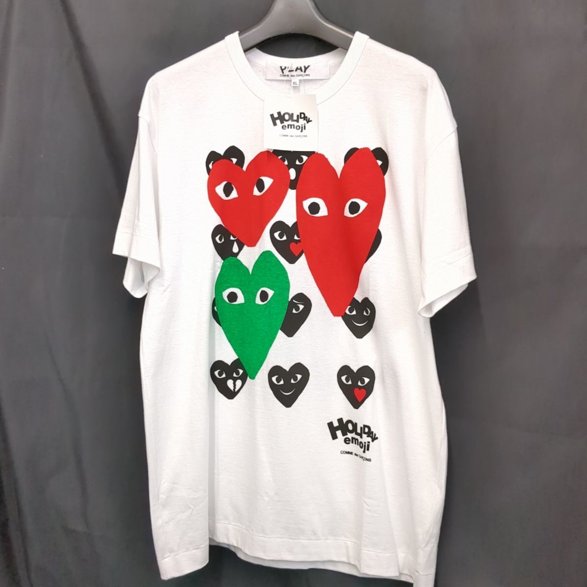 未使用品 プレイコムデギャルソン HOLIDAY emoji 2016 Xmas Tシャツ SIZE XL PLAY COMME des GARCONS ◆3115/登呂店