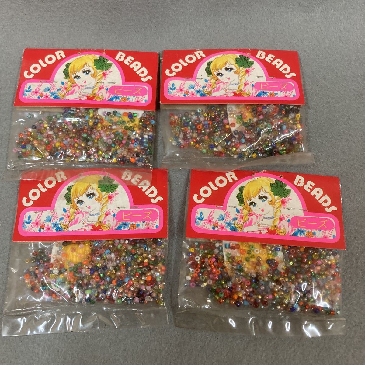  Showa Retro color beads 4 sack 1970 period that time thing retro pop cheap sweets dagashi shop fancy 