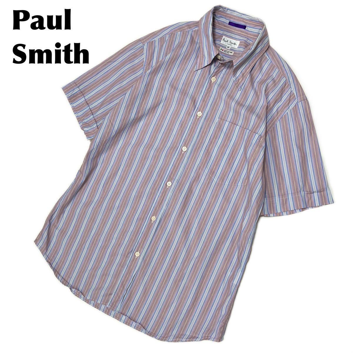 paul smith ポールスミス ジーンズ 半袖ストライプシャツ ボタン