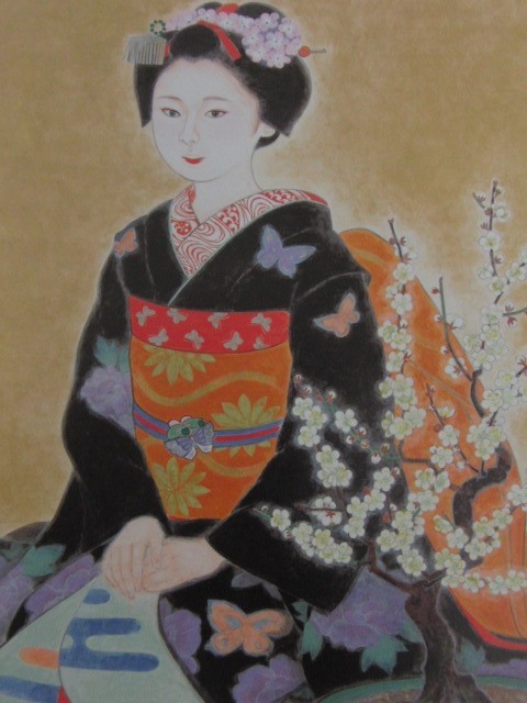 三輪良平、【梅香】、希少な額装用画集より、新品額装付、状態良好