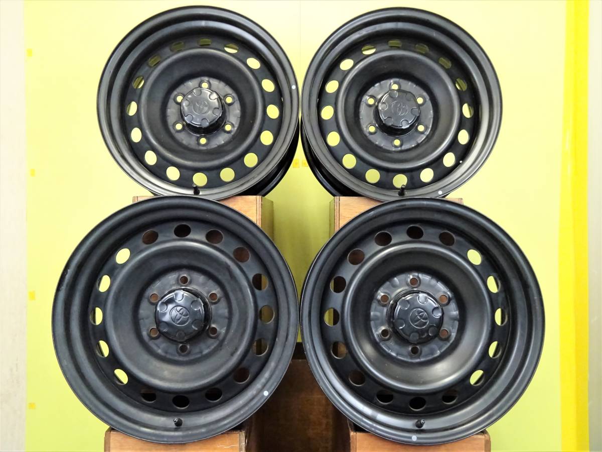 H2098 中古 4本 トヨタ FJクルーザー 純正 スチール 17 x 7.5J +15 6H 139.7 黒 ブラック センターキャップ付 ハイラックス サーフ プラド_画像1