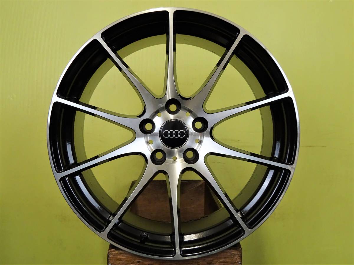 H2099 中古 4本 メーカー不明 18 x 8J +38 5H 112 ハブ径 66.6 ブラック ポリッシュ AUDI アウディ A4 A5 A6 Q5 ※純正球面ボルト使用不可_画像2