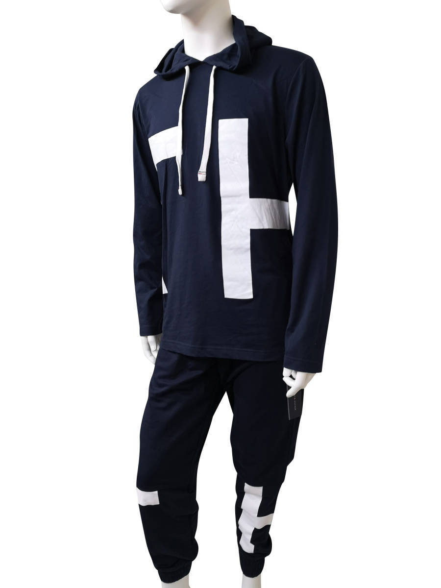 nset-TOMMY-Nv-L トミーヒルフィガー TOMMY HILFIGER メンズ 長袖 セットアップ 上下セット ルームウェア ネイビー L_画像2