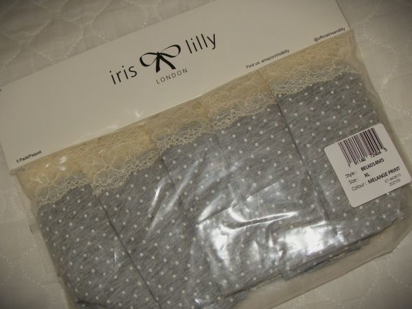 【未使用未開封】5枚組♪iris＆lilly LONDON★ ヒップスターレースコットンショーツ（グレードット）表記サイズXL　　　R11_画像3