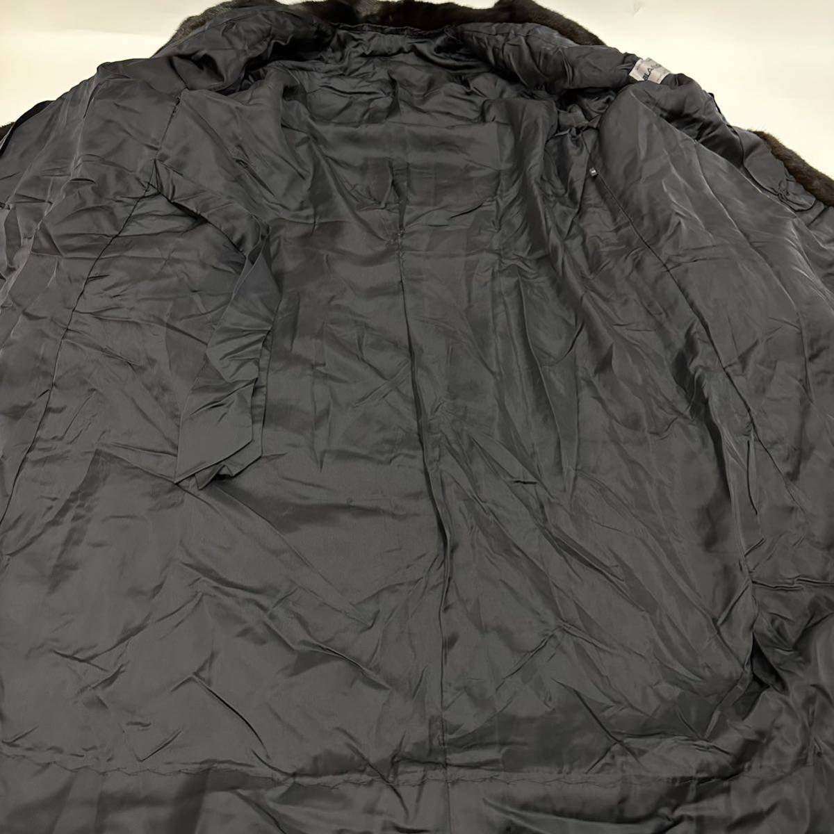 【七福】fk2446 BLACKGLAMA ブラックグラマ 超ロングコート デザインコート ミンクコート ブラックミンク 貂皮 mink身丈 約 115cm_画像7