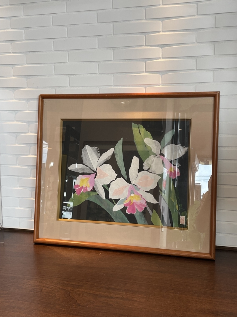  Japanese paper .... pasting . cut .. flower flower wooden frame picture frame wall hanging art interior decoration collection Aa64