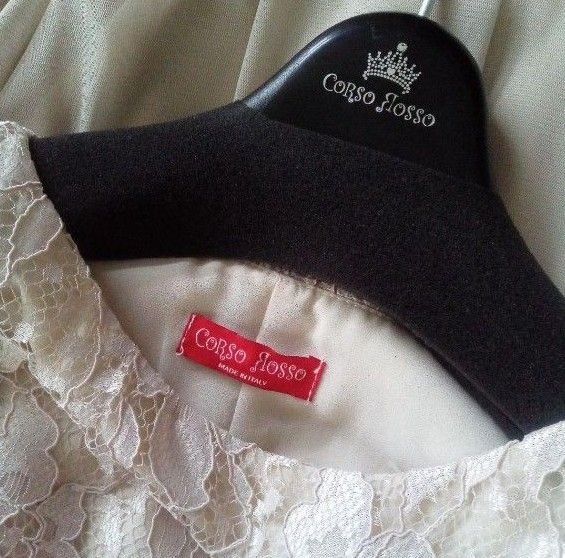 【新品】CORSO ROSSO イタリア製ロングドレス オフホワイト レース ウェディング ノースリーブ ワンピースロングドレス