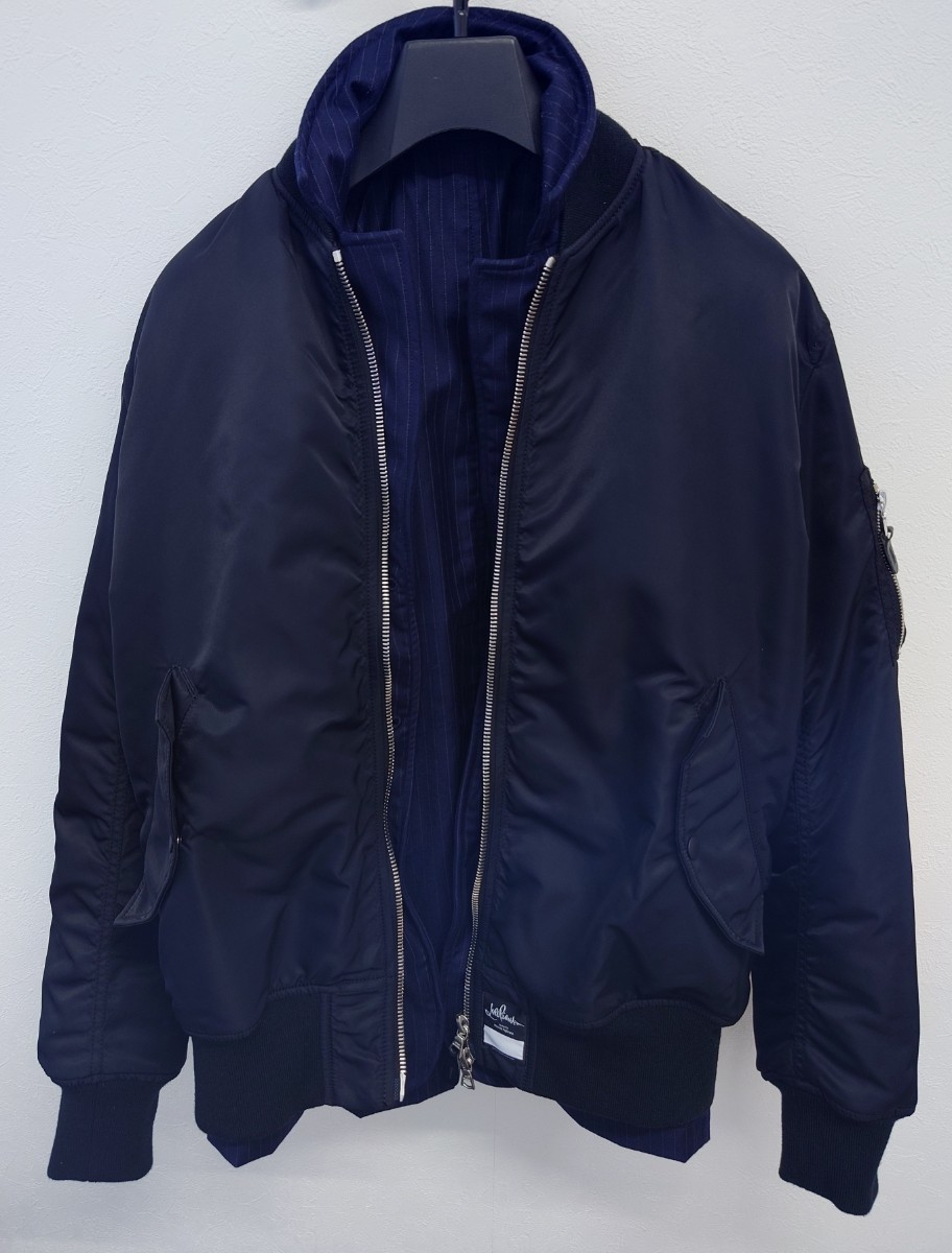 半額以下 美品 M Loro Piana Hiroshi Fujiwara 藤原ヒロシ fragment design REVERSIBLE MA-1 黒 ロロピアーナ リバーシブル MA1 ブラック_画像2