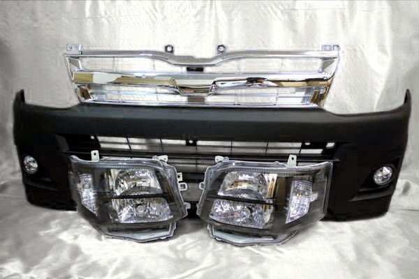 200 ハイエース 3型 ワイド HID ブラック ヘッドライト フォグランプ