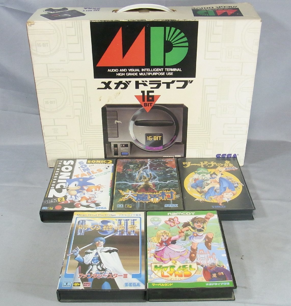 B35793 O-04259 SEGA メガドライブ本体 + ソフト5本セット ジャンク