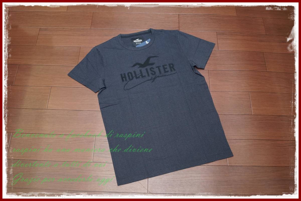 ★☆Hollister ロゴ刺繍 Tシャツ 半袖/XL/ヘリンボーン/チャコールグレー/ メンズ Tシャツ アバクロ ホリスター 2l ll ビッグサイズ☆★_画像2