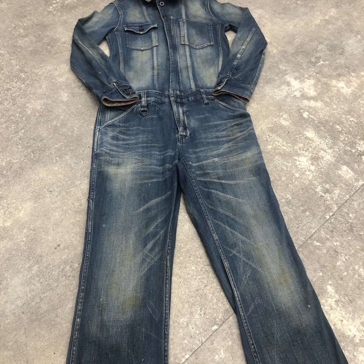 * ISAMU KATAYAMAi Sam ka Taya maBACKLASHba crash all-in-one overall coveralls peiz Lee Denim blue 104