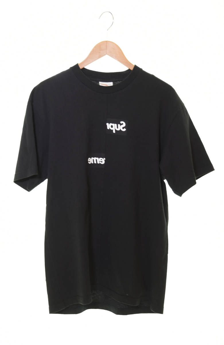 △ SUPREME シュプリーム 2018AW COMME des GARCONS コム デ ギャルソン Split Box Logo Tee ボックス ロゴ Tシャツ 黒 ブラック 103