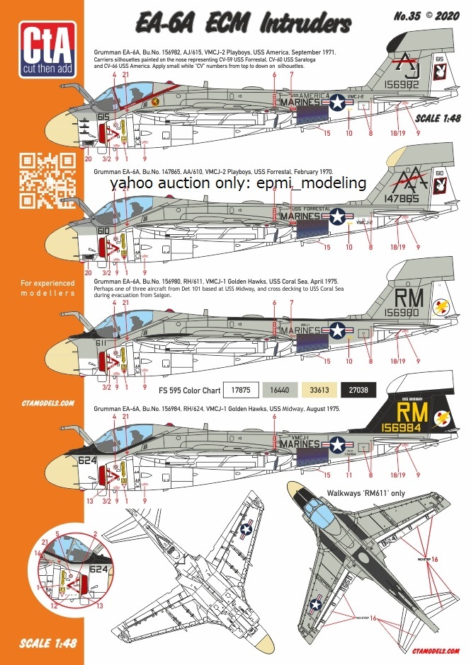 CTA-35 1/48 CTA グラマン EA-6A イントルーダー 電子戦機型用デカール アメリカ海兵隊_画像1