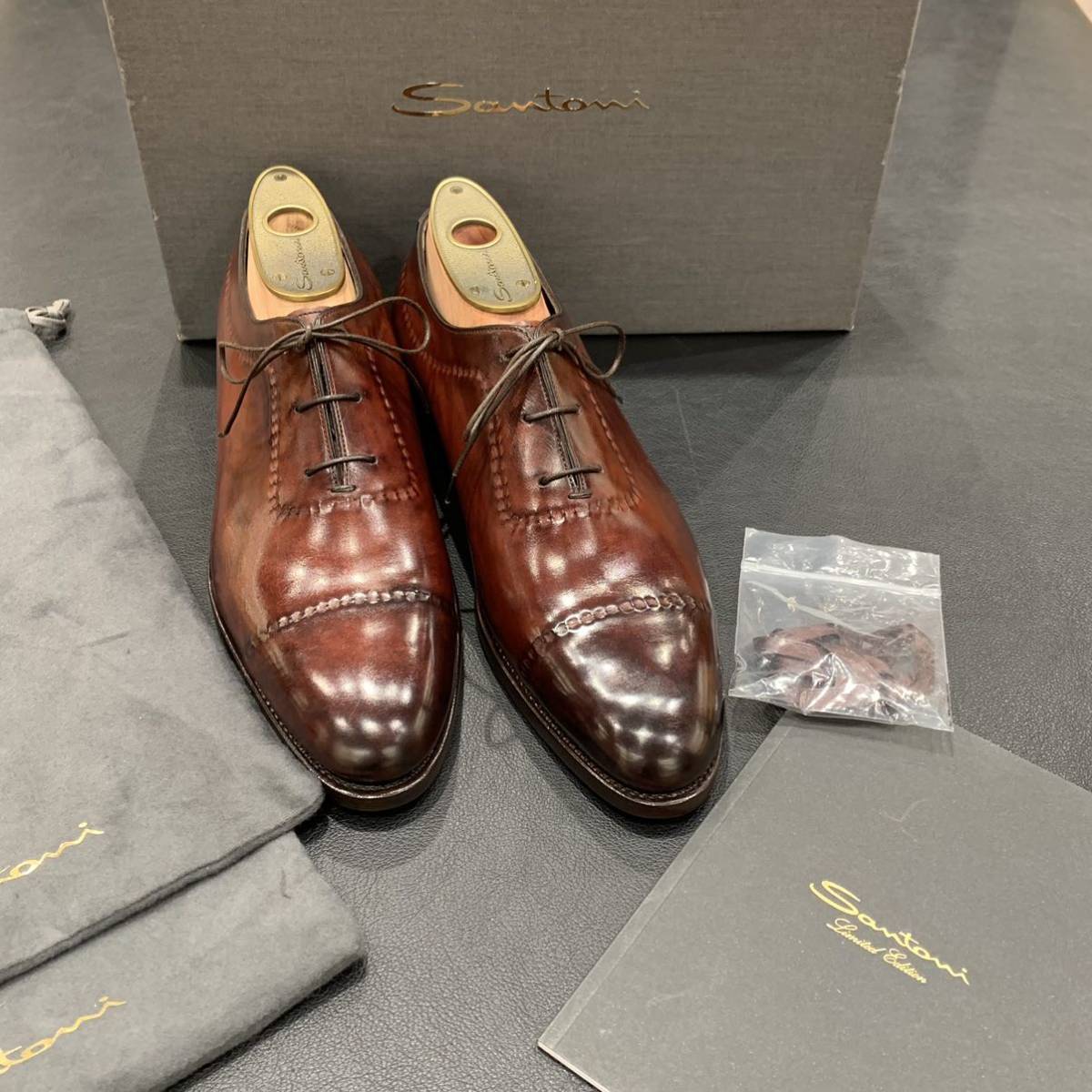 期間限定価格！　新品　Santoni Limited Editionサントーニ　リミテッドエディション　ブラウン　ホールカット　スキンステッチ　8インチ_画像1