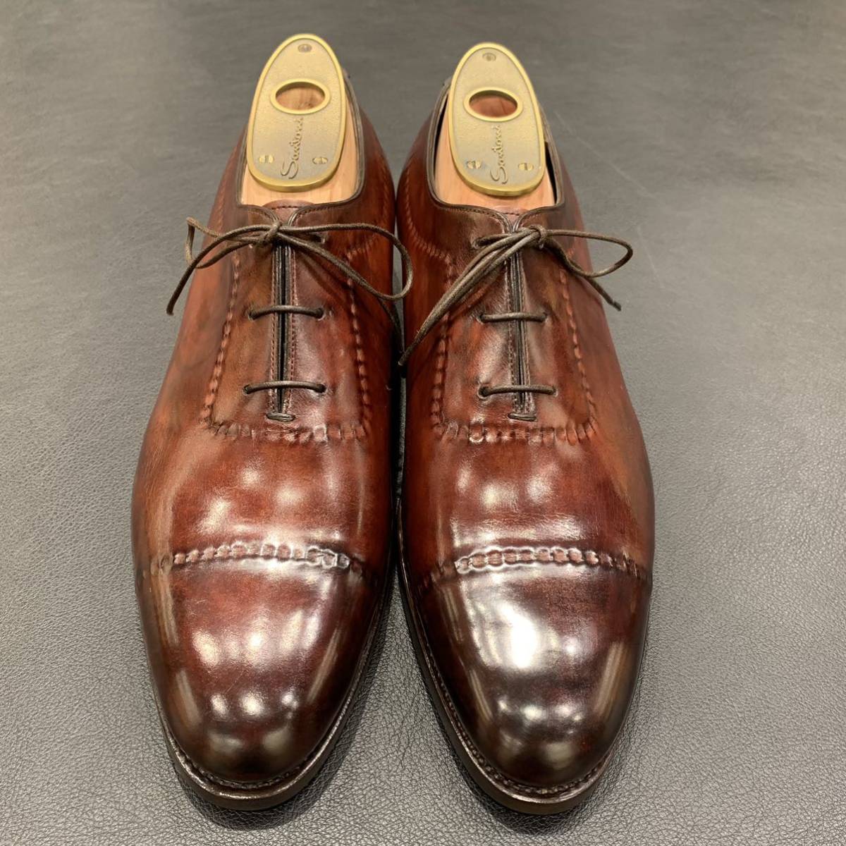 期間限定価格！　新品　Santoni Limited Editionサントーニ　リミテッドエディション　ブラウン　ホールカット　スキンステッチ　8インチ_画像2