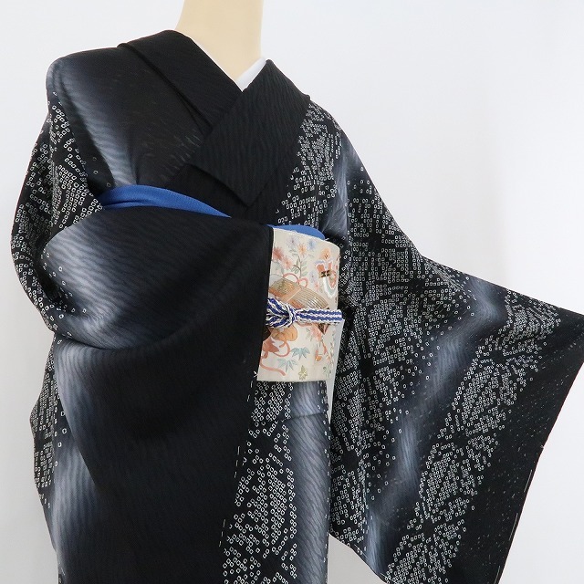 ゆめsaku2 未着用 紋紗 麻の葉 夏着物 正絹 トールサイズ“幻想を帯びた