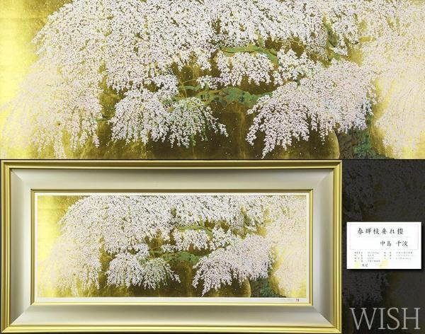 真作】【WISH】中島千波「春輝枝垂れ櫻」シルクスクリーン30号大大作