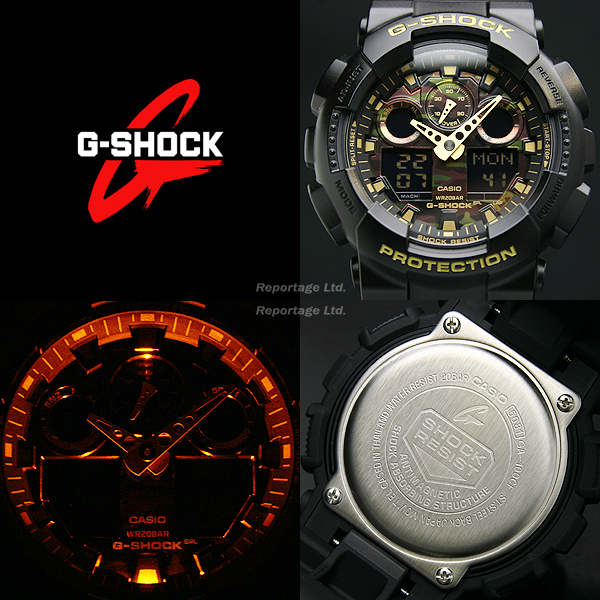 海外限定生産逆輸入 CASIO カシオ【G-SHOCK】Gショック 人気のカモフラージュ柄 多彩な機能 1/1000秒クロノ搭載 BKGD 新品_傾けるだけで発光するオートライト