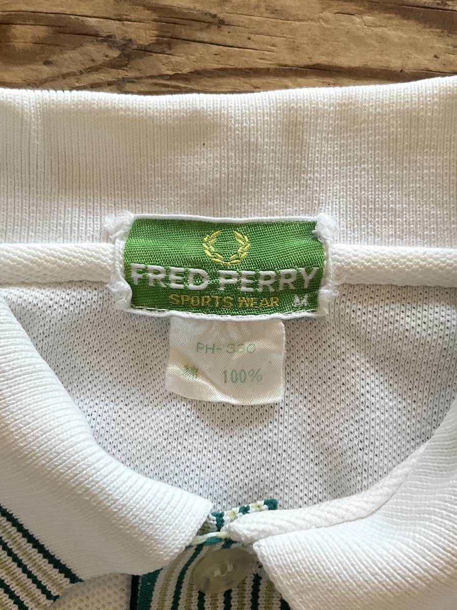 80s FRED PERRY フレッドペリー ヴィンテージ 半袖 ポロシャツ ホワイト M LONDON UK_画像7