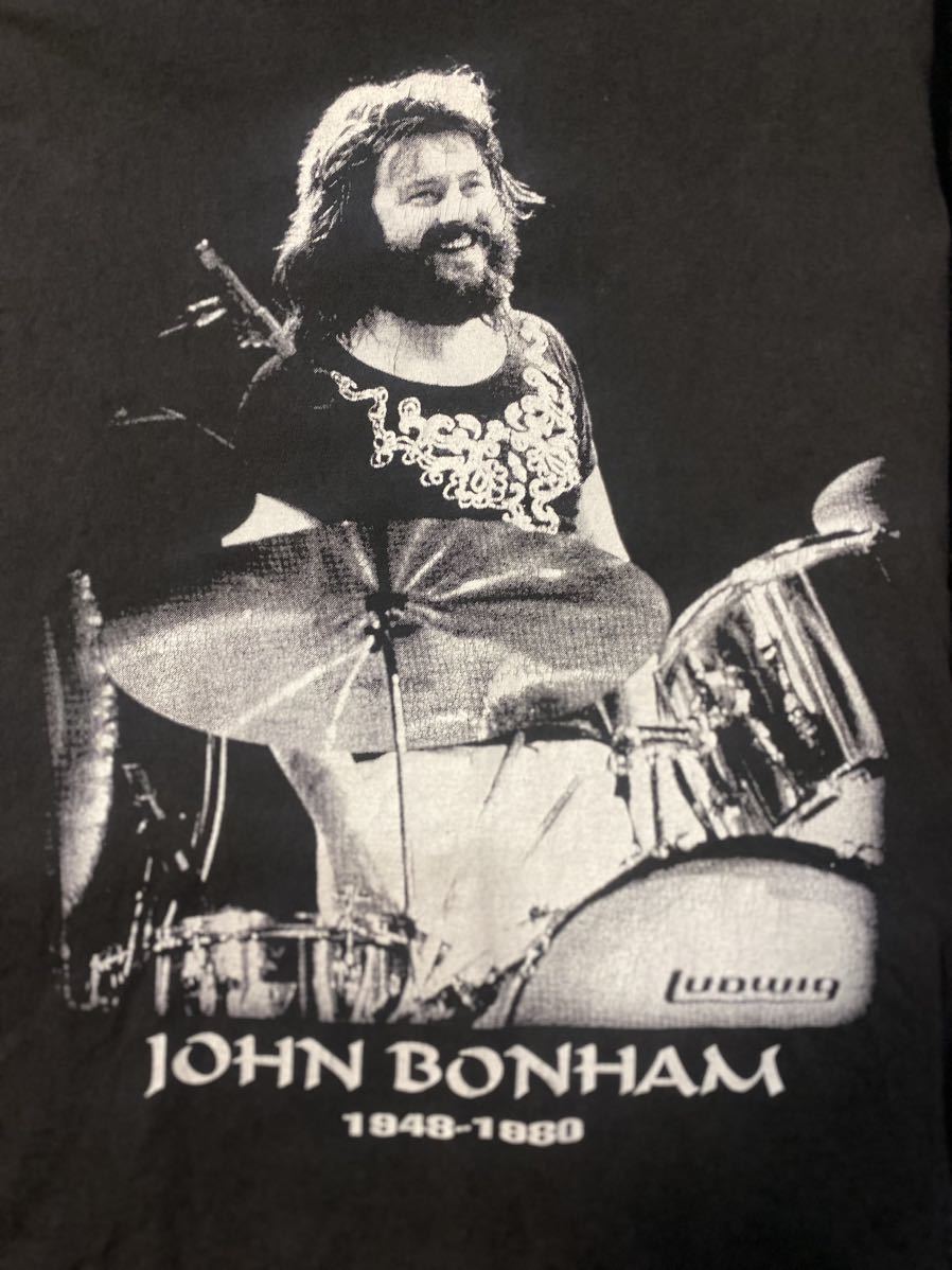 激レア90'S当時物 JOHN BONHAM Tシャツ LED ZEPPELIN ブラック　ジョン・ボーナム追悼Tシャツ　サイズXL シングルステッチ　バンドTシャツ _画像3