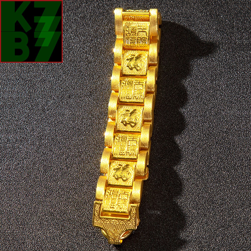 [ permanent gorgeous ] men's Gold bracele [ yellow gold heaven luck ] original gold luck with money fortune . better fortune feng shui popular birthday memory day present * length 18cm weight 72.65g proof attaching J63a