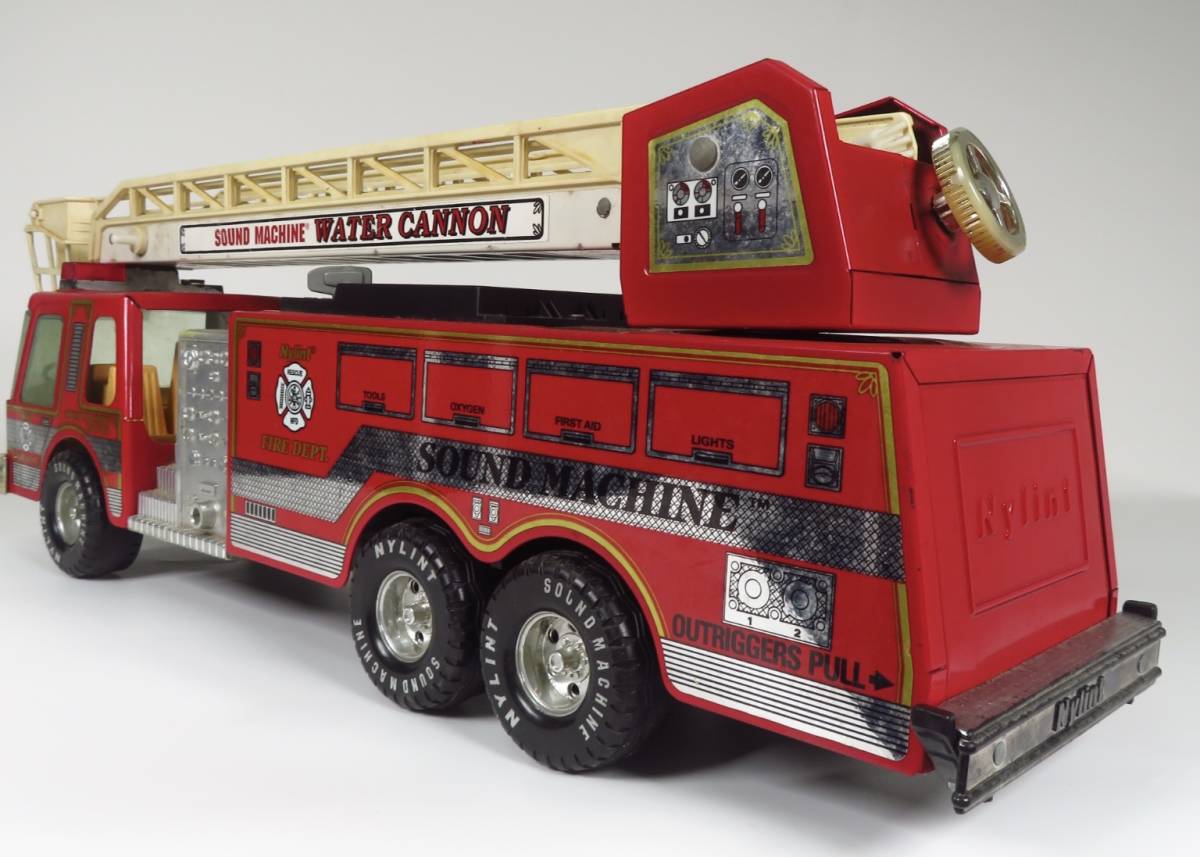 昭和レトロ ブリキのおもちゃ Nylint SOUND MACHINE FIREDEPT はしご車 消防車 レスキュー 動作確認済 デッドストック レア物 直径64cm - 自動車 昭和レトロ ブリキのおもちゃ Nylint SOUND MACHINE FIREDEPT はしご車 消防車 レスキュー 動作確認済 デッドストック レア物 直径64cm - 自動車
