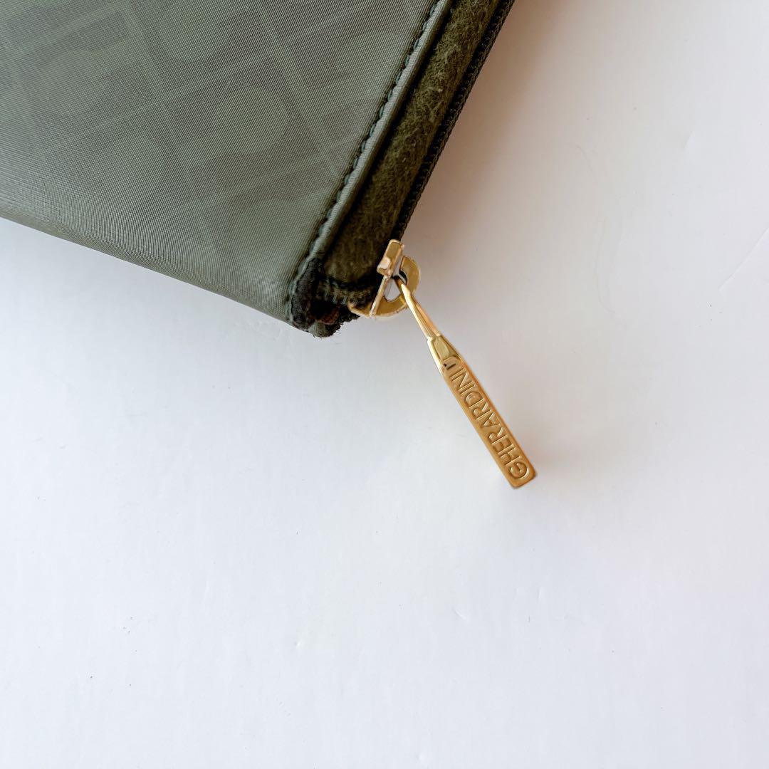 GHERARDINI длинный кошелек хаки Gold кошелек застежка-молния L знак бренд высококлассный стиль женский мужской для мужчин и женщин ходить на работу формальный 