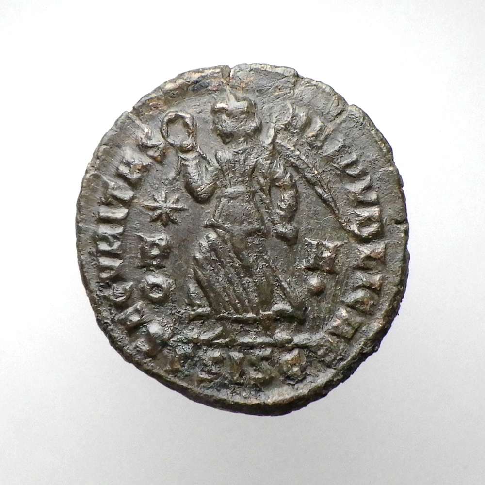 【古代ローマコイン】Valentinian I（ウァレンティニアヌス1世）クリーニング済 ブロンズコイン 銅貨 フォリス(XLfdU5tx6J)_画像2
