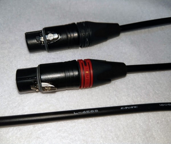 XLR pair cable 2m× 2 ps ( red, black ) Canare L-4E6S Neutrik made NC3FXX-B,NC3MXX-B gilding XLR terminal 