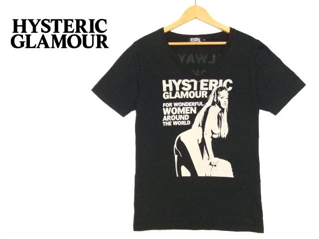 ■HYSTERIC GLAMOUR■T卹黑色性感女孩背印V領歇斯底里的魅力 原文:■HYSTERIC GLAMOUR■Tシャツ 黒 セクシーガール バックプリント Vネック ヒステリックグラマー